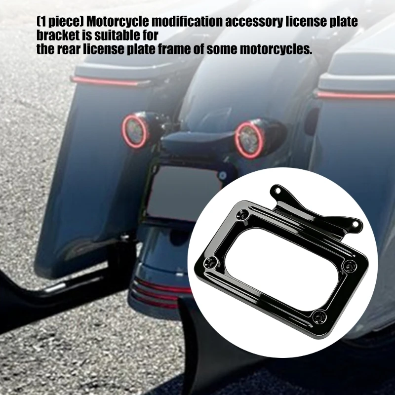 Motorcycle Rear License Plate Bracket Metal Rear Plate Frame with Four Fastener Points for FLHX Rear Plate Replacement