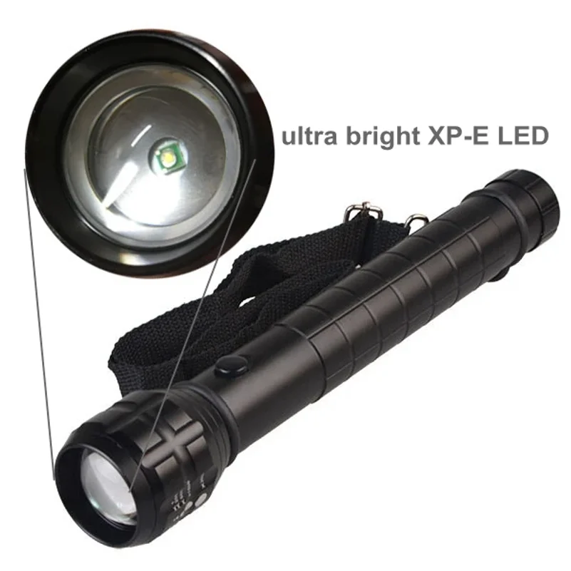 Police Security Flashlight Heavy Duty Torch Lamp Matt Black D Size Battery Powered Zoom Light Photographic Lantern 2D/3D