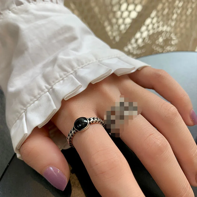 FOXANRY Stamp Rings New Trendy Vintage Creative LOVE Heart Design Hollow Cross Thai Silver Party Jewelry Wholesale