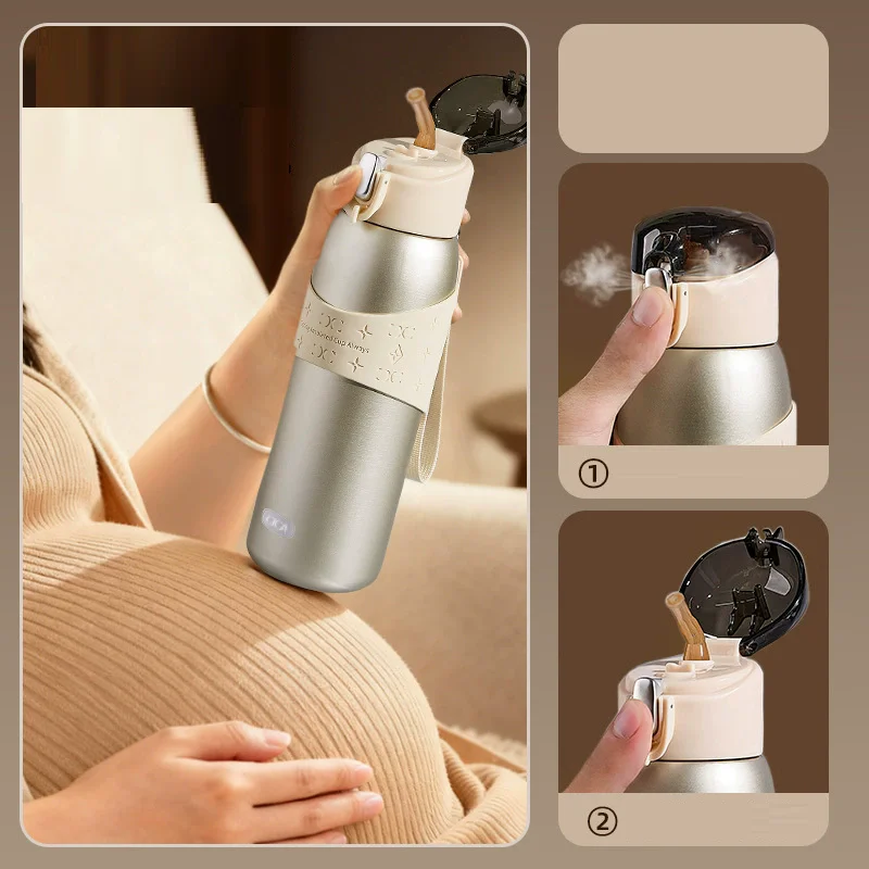 500ml Tacuum Insulated Bottle 316 Stainless Steel Portable Sports Water Bottle with Straw for Travel Cycling& Outdoor Activities