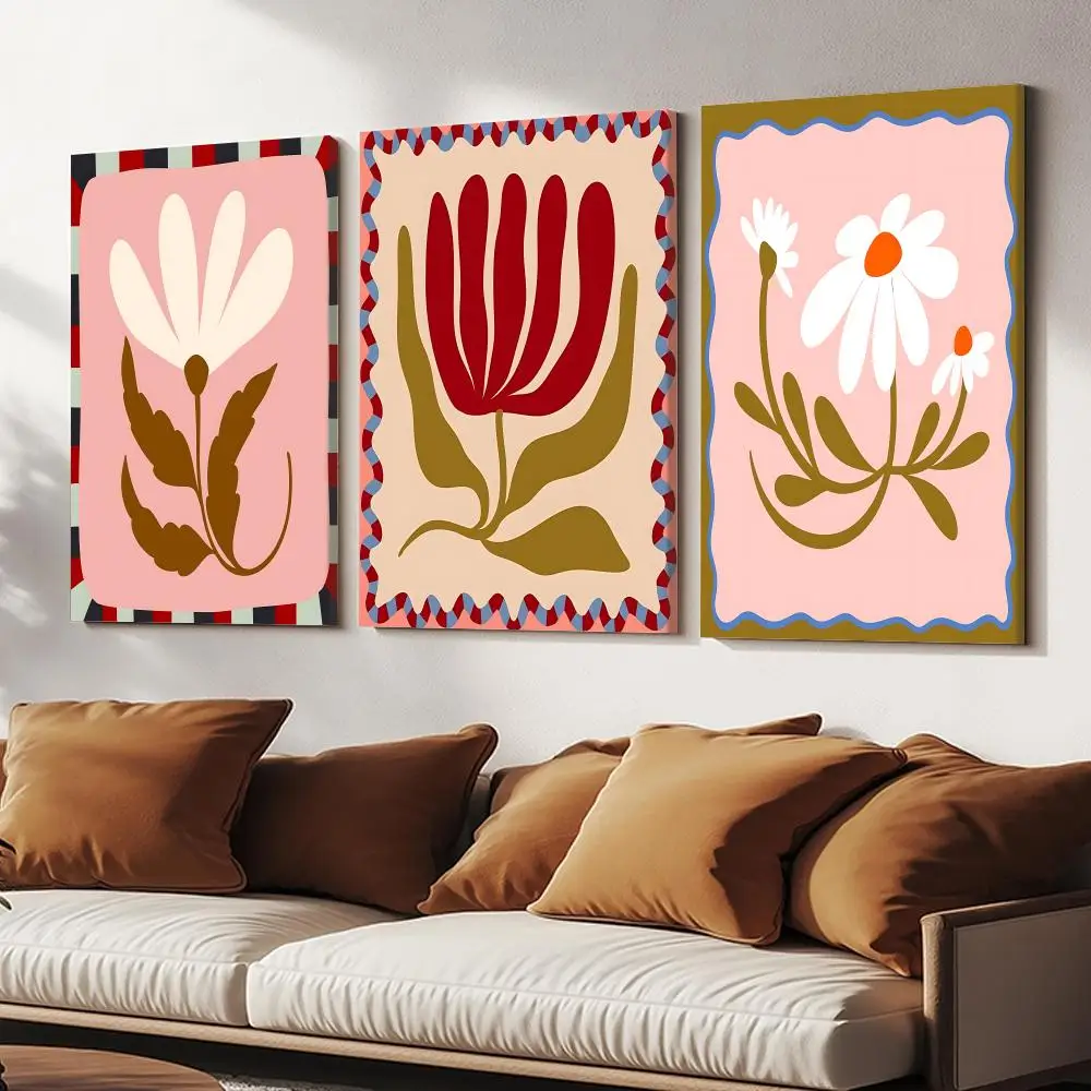 Art Nordic Flower Ins Painting Calligraphy HD Modern Style Inner Frame Canvas Poster Bedroom Room Hallway Wall Art Decor