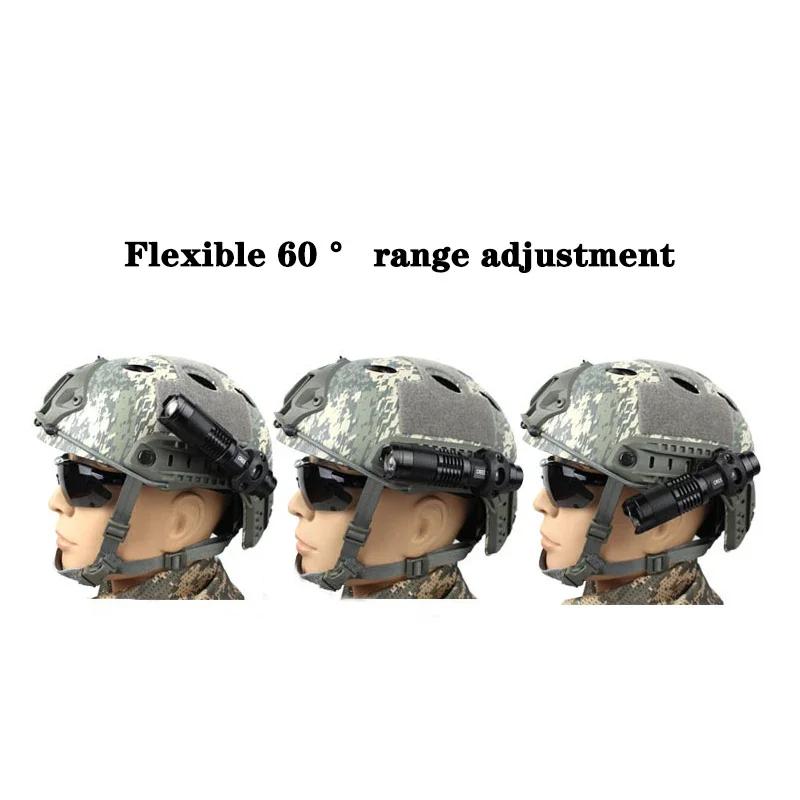 FAST MICH200 Tactical Helmet Mini Q5 Portable LED Telescopic Zoom Flashlight Outdoor Hunting Reconnaissance