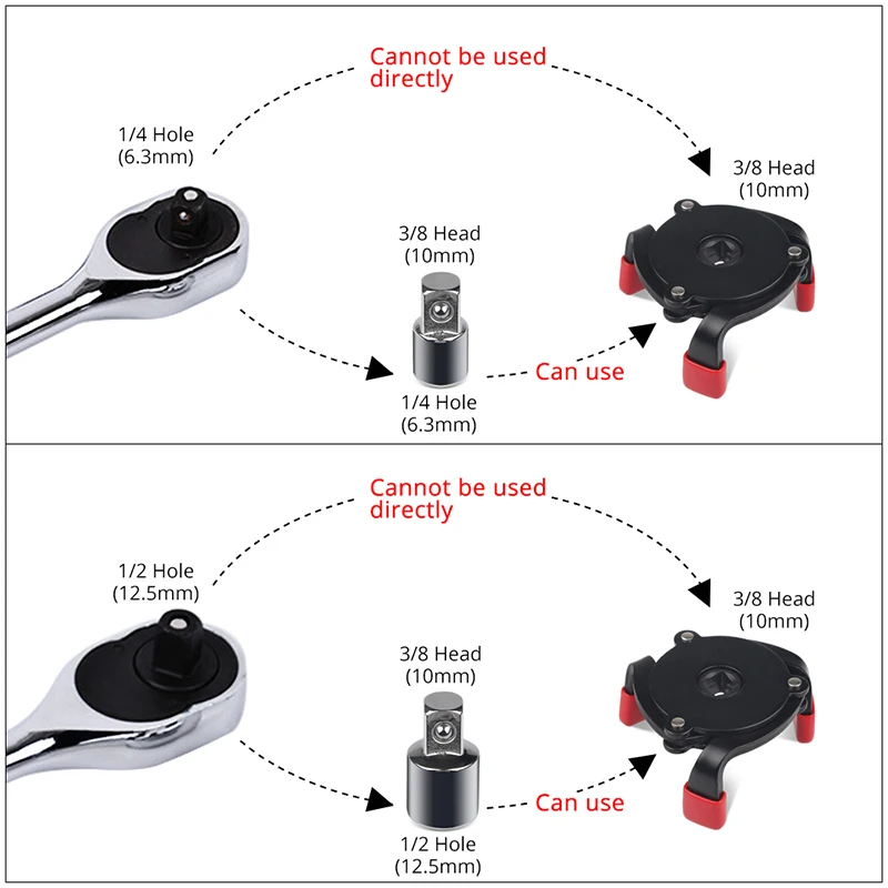عالية الجودة العالمي 3 الفك 3/8 "سيارة قابل للتعديل فلتر زيت مزيل أداة مفتاح الربط 60 مللي متر إلى 95 مللي متر 2.4 "إلى 3.7" اكسسوارات السيارات
