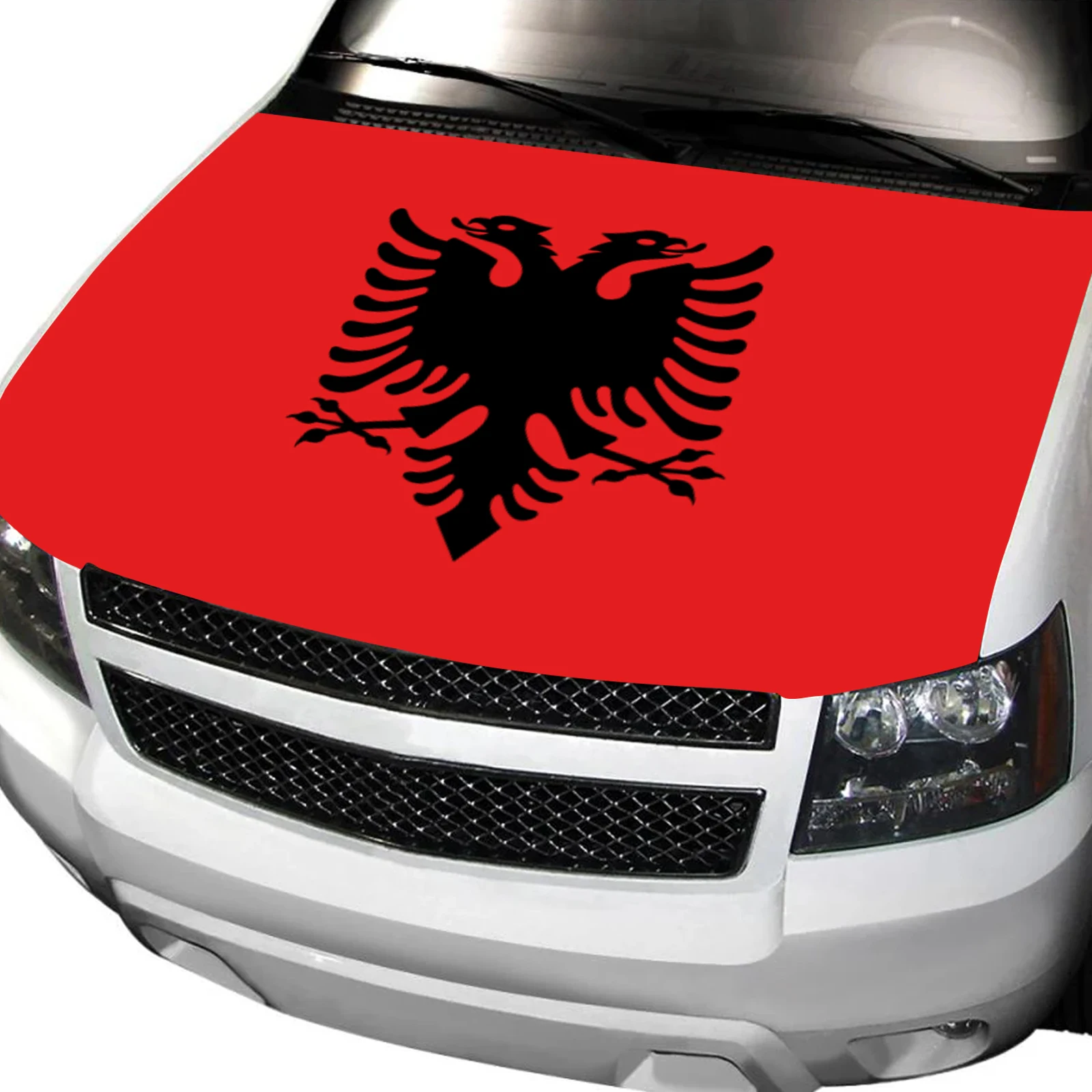 Albania Car Hood cover Flag Universal Size Elastic Polyester 120x150cm for Car Decor