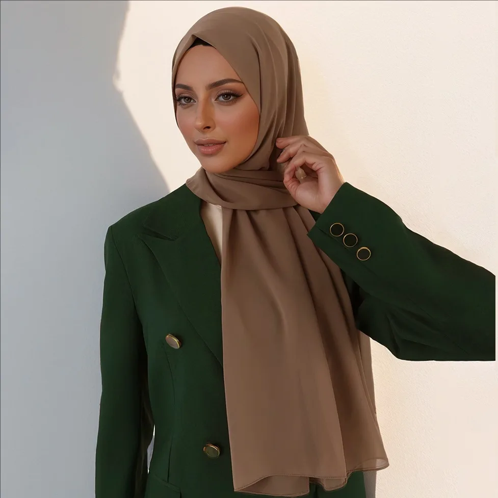 New Premium Chiffon Muslim Hijabs Scarf For Women Heavy Weight Chiffon Shawls Headscarf Wraps Foulard Islamic Turban Headband