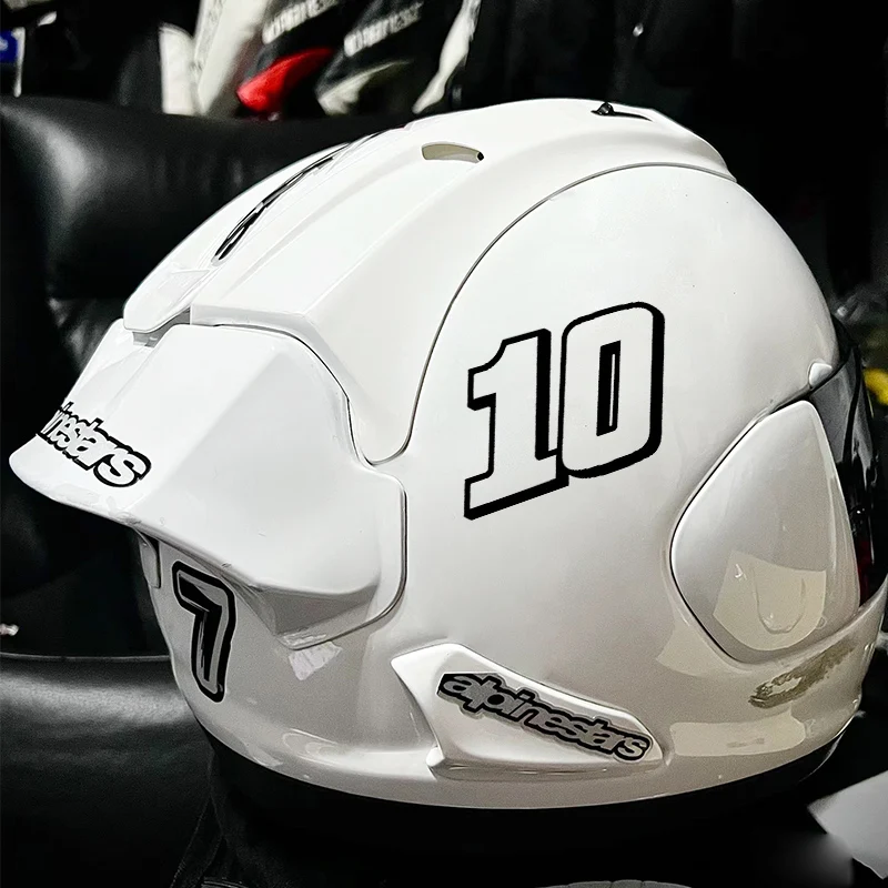 Number 10 Racing Helmet Motorcycle Stickers Funny 3D JDM Vinyl Decals on Auto Window Door Bumper Body Motorcycle Accessories
