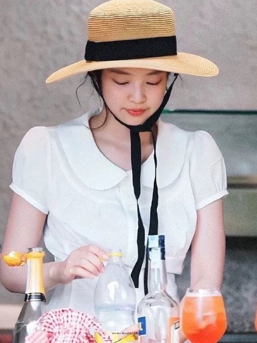 

Sweet Style Short Shirt Women's Slim Fit Korean Style Sweet Waist Inward Summer Top Button Design Bubble Sleeve Pure Color