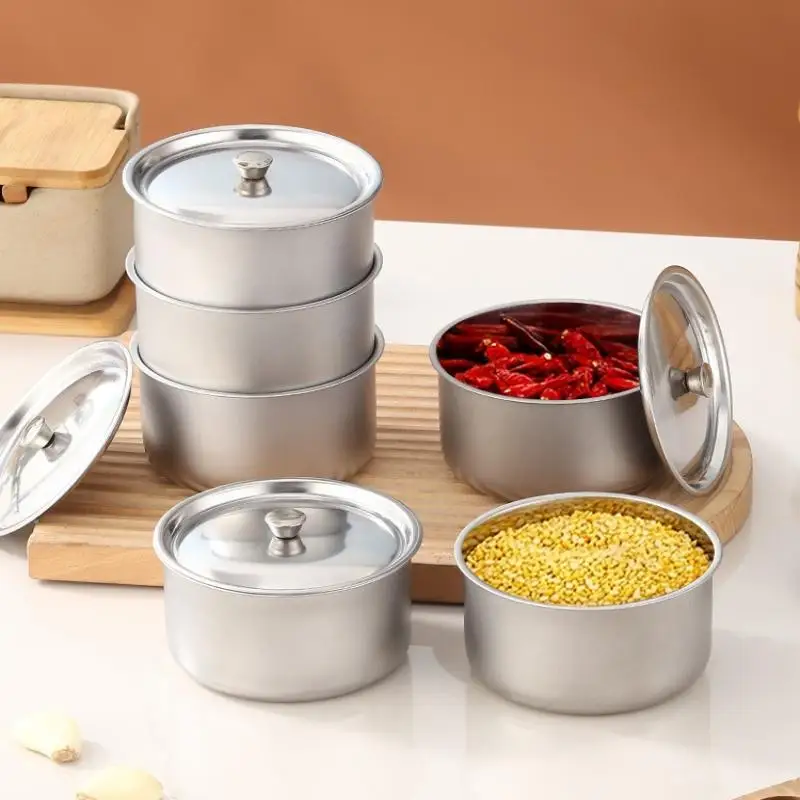 1/3/5PCS Stainless Steel Steamed Egg Bowl With Lids Ramen Rice Fruit Salad Stew Bowls Soup Cup Food Container Kitchen Tableware view 5