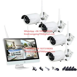 Wireless Outdoor Security Camera System 4CH 8CH 5MP CCTV WIFI Kit NVR with 15 Inch Screen Monitor