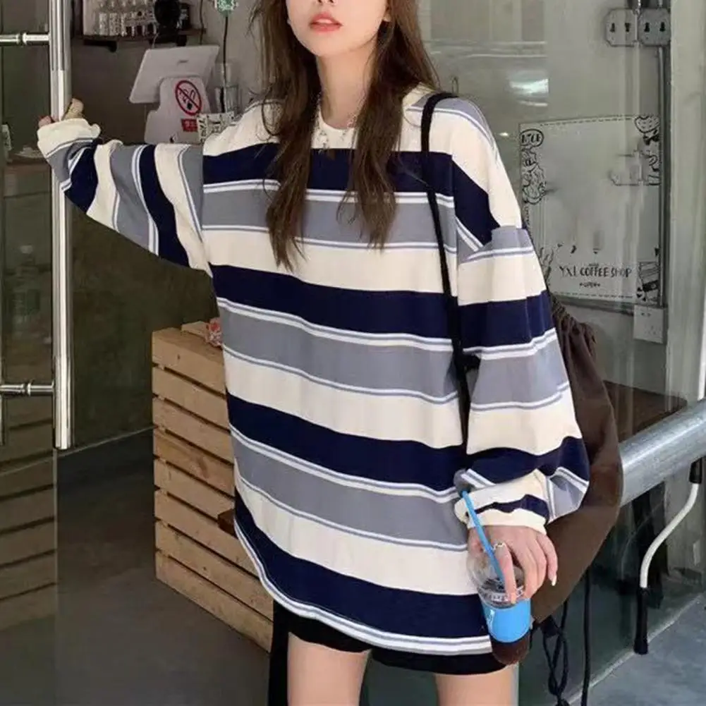 autumn Hoodies Striped Oversized Sweatshirt Women Harajuku Pullovers Korean Fashion Couples Matching Long Sleeve Tops Streetwear