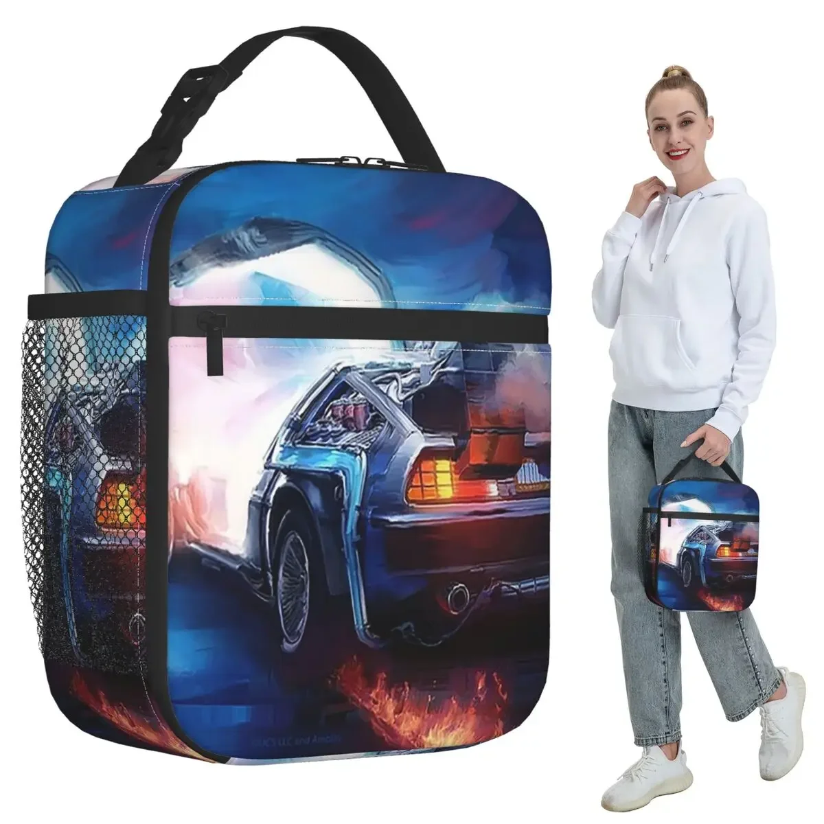 Back To The Future Delorean Time Machine Insulated Lunch Bag for Women Office Cooler Thermal Food Box Tote Portable Lunch Boxes