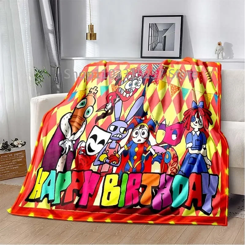 Cartoon Pomni Jax Digital Circus magic Blankets, Kid's Throw Blanket,for Bedroom Living Room Sofa Bed Car,children Gift,Decke