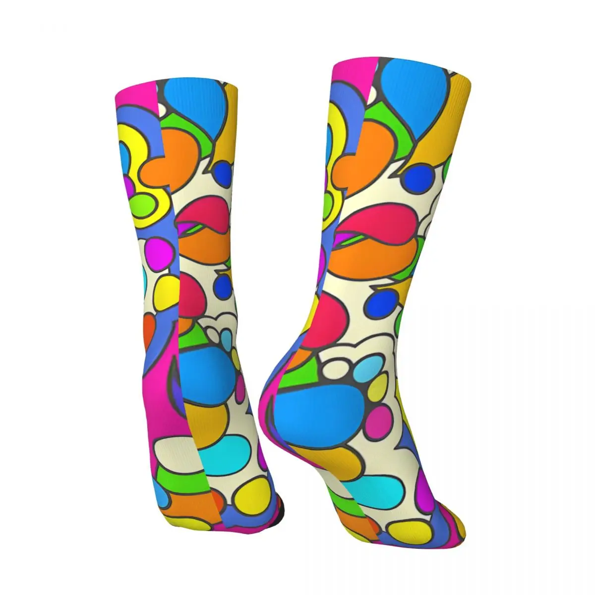 Crazy compression Funky Abstract Hippy Art Sock for Men Vintage Seamless Pattern Crew Sock Novelty