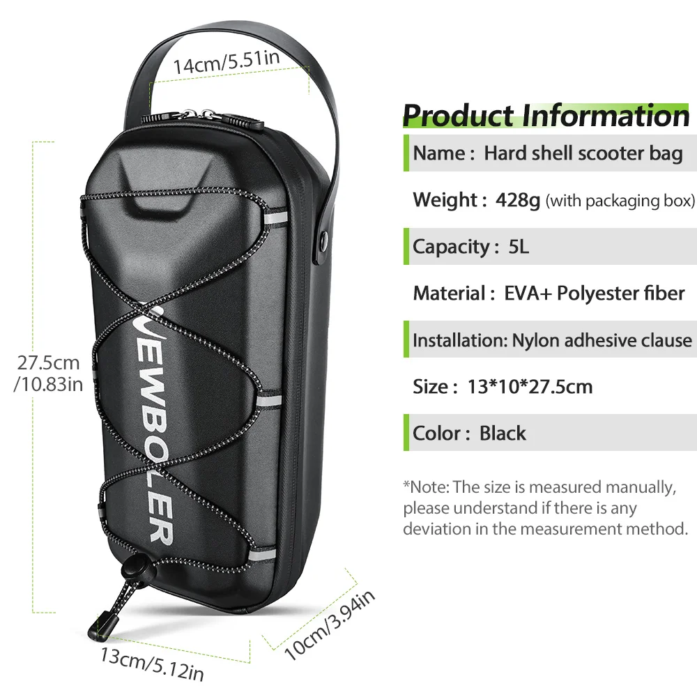 NEWBOLER Elektroroller-Fronttasche, Lenker, wasserabweisend, Schnellverschluss, 3 l/5 l, EVA, große Kapazität, Universal-Roller-Fronttasche – Detail 2