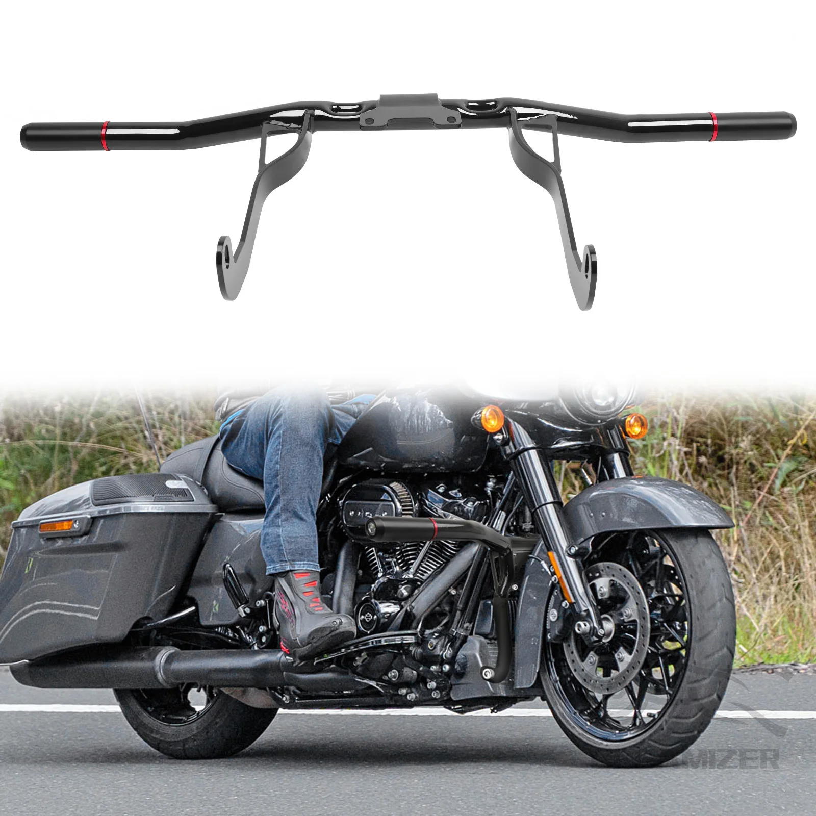 

2014-2025 Engine Guard Flat Out Crash Bar For Harley Davidson Touring Street Road Glide Road King Electra Glide Gloss Black