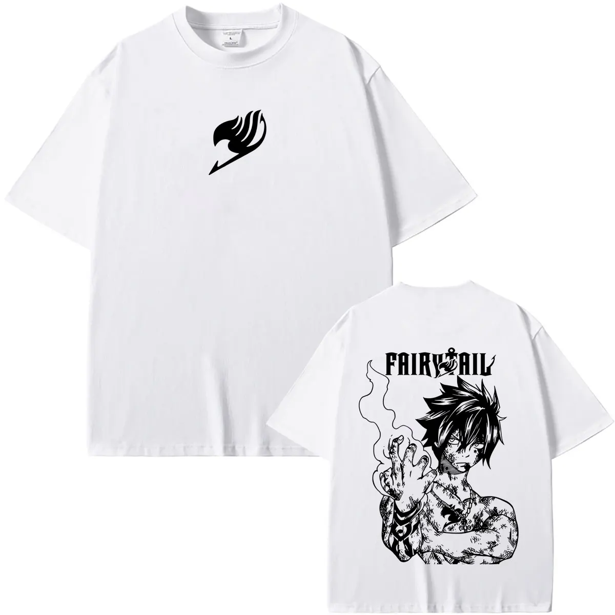 Anime Fairy Tail Merch T-shirt Cartoon Gray Fullbuster Graphic T Shirts Men's Women's Manga Casual Oversized Short Sleeve Tshirt