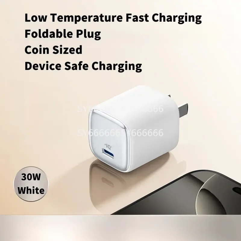 New Fast Charger Compatible With Anker 30W Ice Cooling US Standard 100V‑240V + Charging Cable