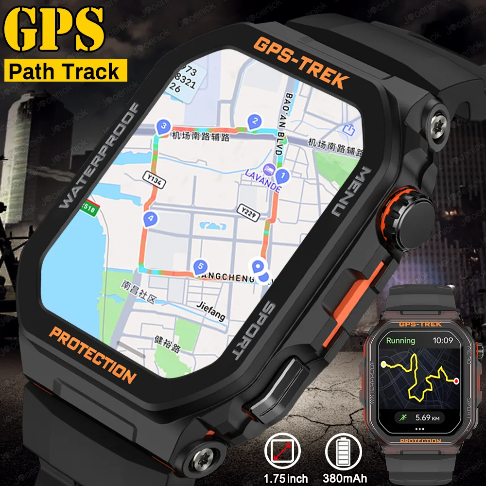 Military Built-in GPS Sport Smart Watch Men Gift 380mAh Battery Health Monitor Waterproof BT Call Smartwatch For Android IOS New