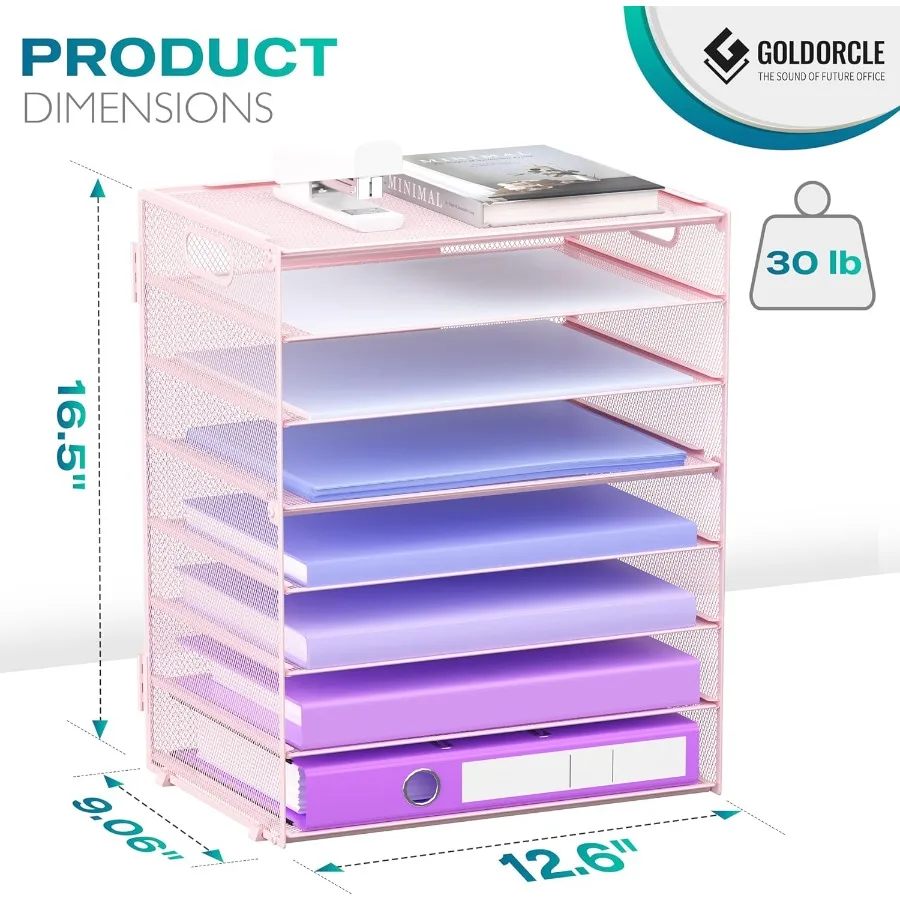 منظم صينية الحروف الورقية مكون من 8 طبقات مع مقابض شبكية وحامل ملفات المكتب ومنظمة تخزين للمنزل والمدرسة والفصول الدراسية والمكتب والمنتجعات الصحية #3