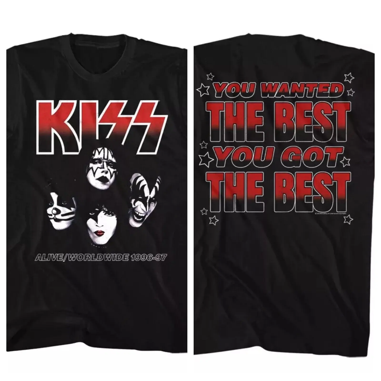 

Kiss Music Band T-Shirt You Wanted The Best 2 Side Tour Official Black Cotton