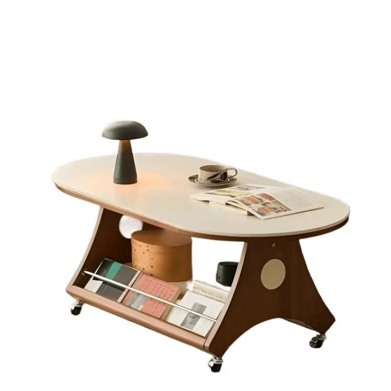 Mobile collection utility mobile living room trolley antique coffee table rock slab all solid wood coffee table