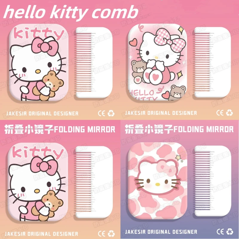 

hello kitty anime small mirror makeup mirror portable portable student cat handheld folding makeup mirror for women girls gift