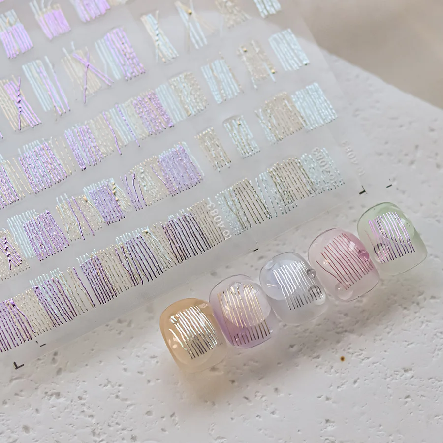 1 piece of 5D gold thread nail stickerscolorful thread cloth nail stickers multi-color soft embossed self-adhesive nail stickers