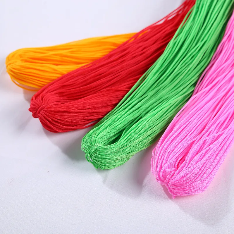 1mm Braided Macrame Silk Satin Threads Nylon Hollow Wire Cord Rope Yarns Crochet Weave Knit Hat Bag Hand Knitted Yarns Line