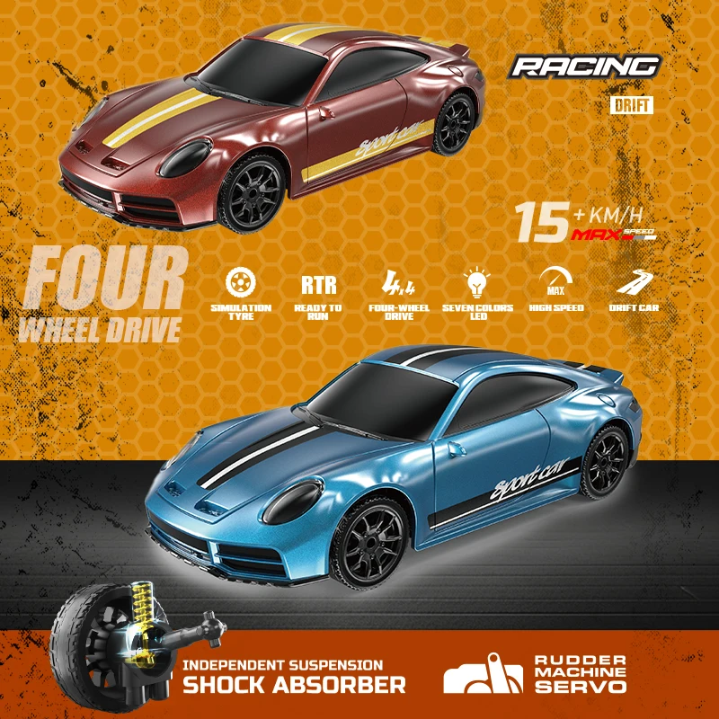 4WD 1:43RC Drift Car Remote Control 911 15KM/h Model 4x4 Racing RTR Radio Truck Vehicle Toy Gift for Boy Girl Children Kid Adul