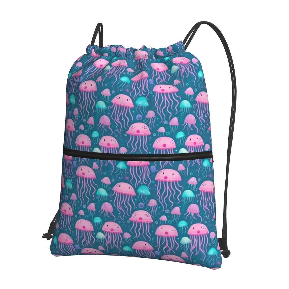 

Jellyfish Pattern Elegant Marine Life Design Backpacks Portable Drawstring Bags Sports Bag Book Bags for Man Woman Students
