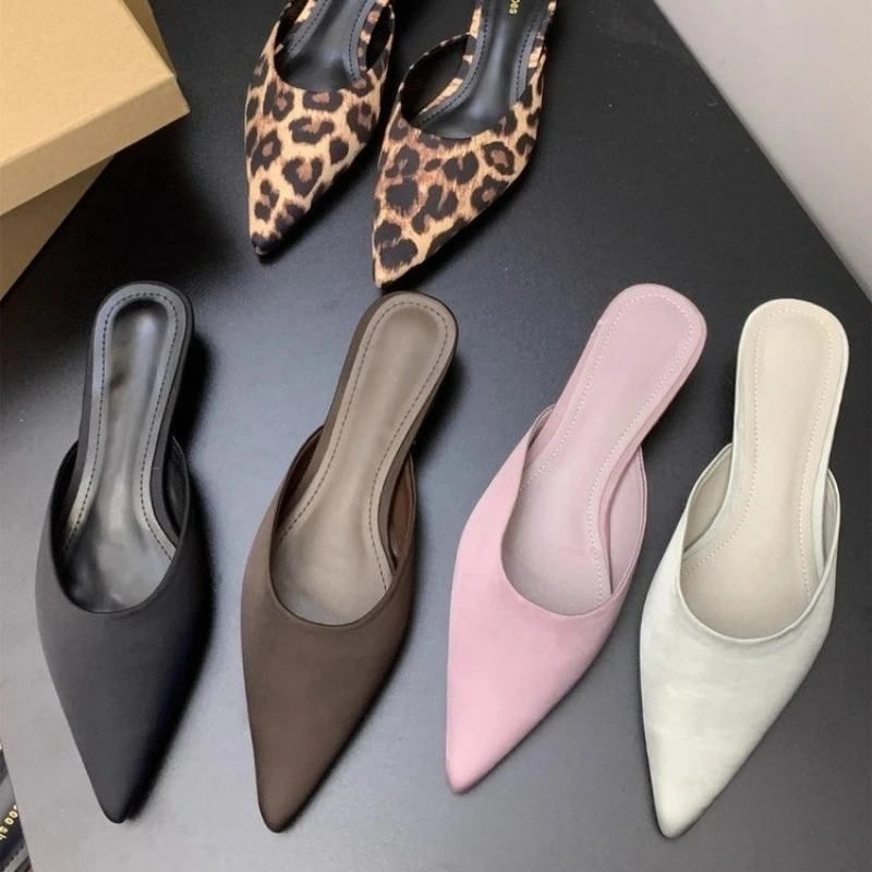 

Women's Elegant Mules Woman Casual Slippers Ladies Low Heels Fashion Female Pointed Toe Shoes Women Candy Colors Footwear