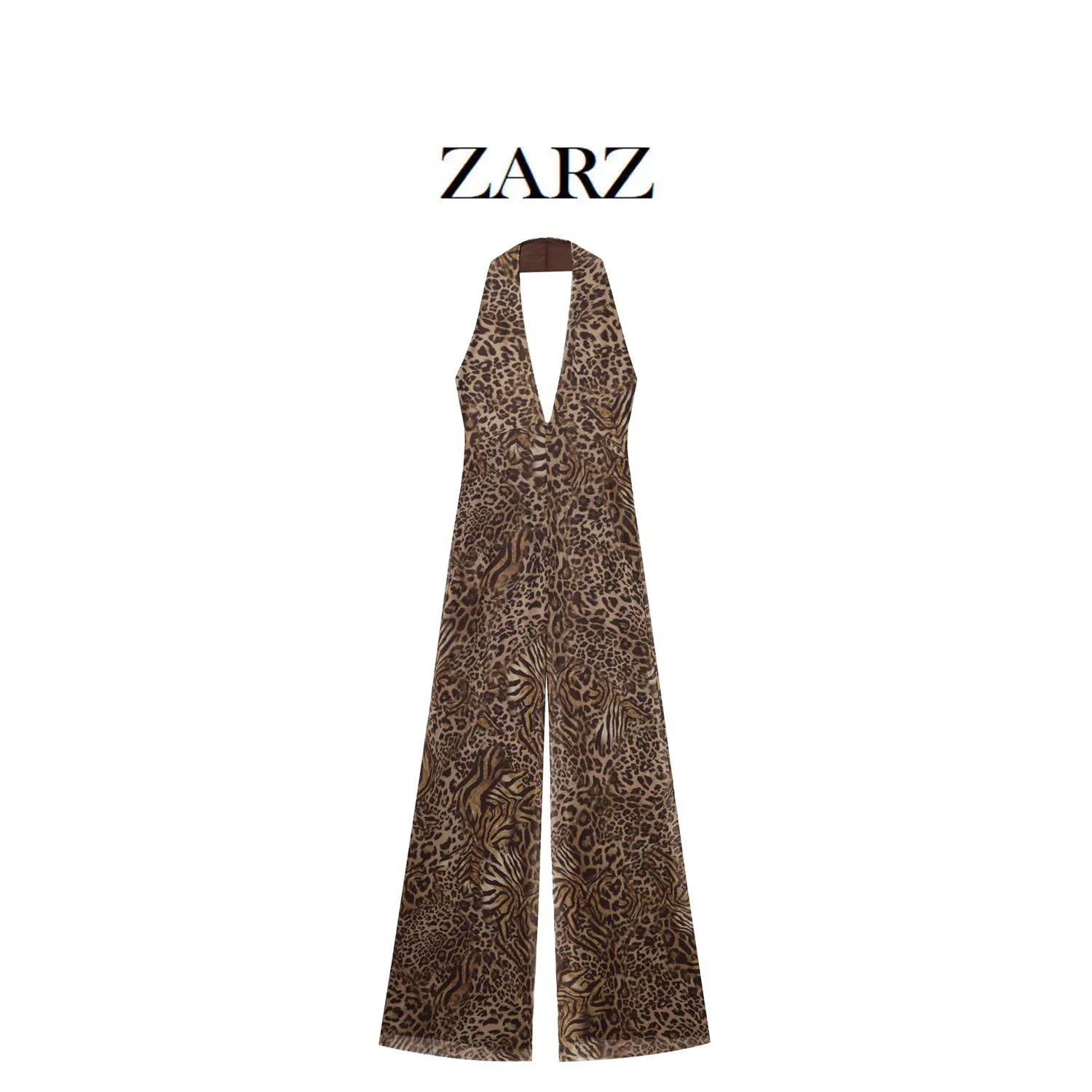 

Woman Clothes Female Jumpsuit Women's Winter Jumpsuit New Women's Leopard Print Tulle Halter Collar Jumpsuit Sexy Full Bodysuit