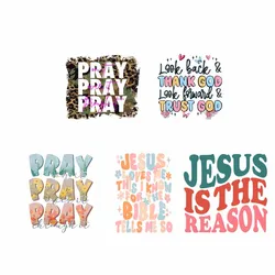 Jesus God Iron on Transfers Thermal Stickers For Clothes Patches on T-shirts Colorful Letter Decoration Thermal Patches