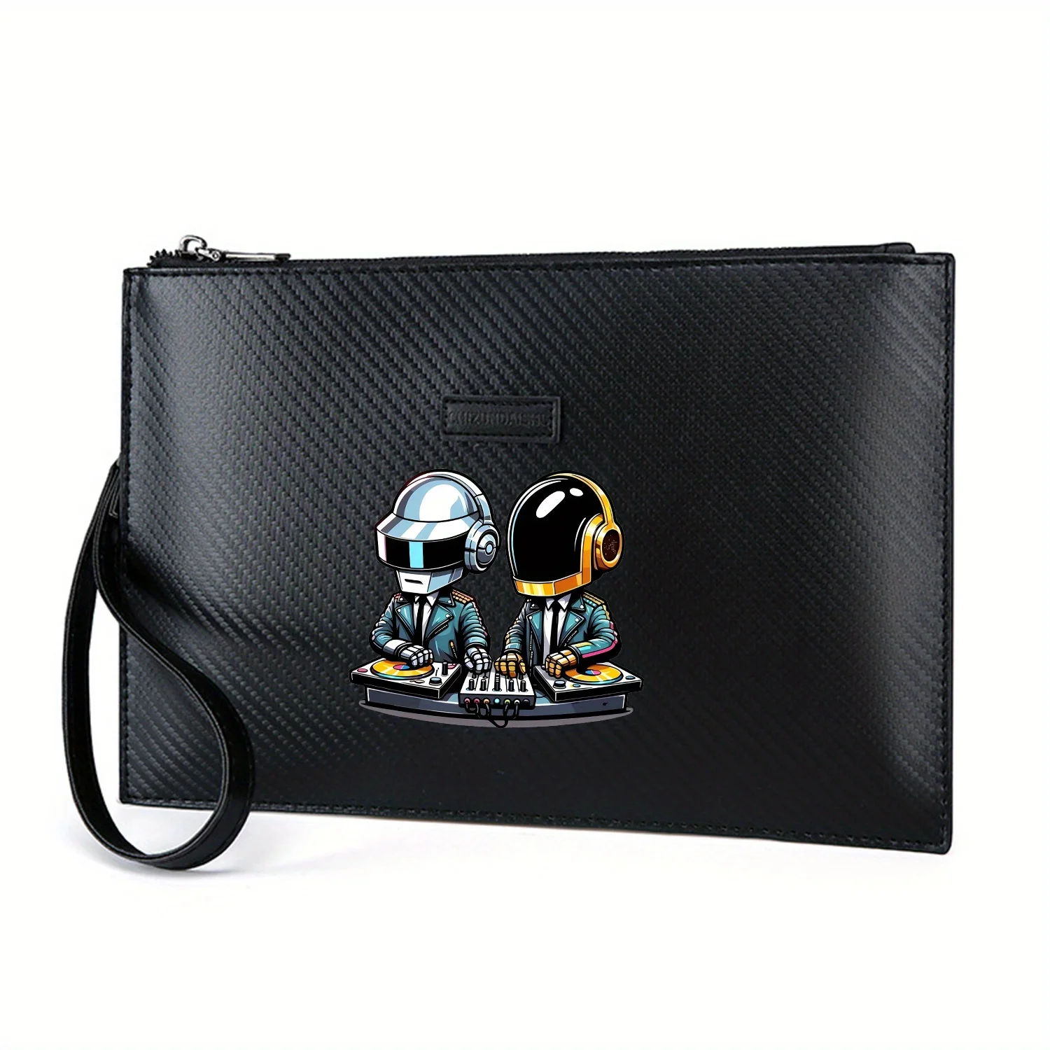 Daft Punk DJ Robots music helmets Elegant Printed PU Men's Handbag Fashionable and Practical for Everyday Carry