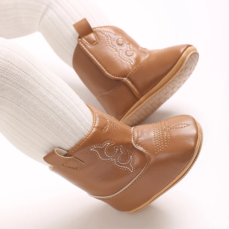 Modische Baby-Stiefel (0-18 Monate) mit niedlichem Aufdruck, hochwertiger, weicher PU-Antirutschsohle für Frühling und Herbst, Lauflernschuhe für Neugeborene – Detail 13