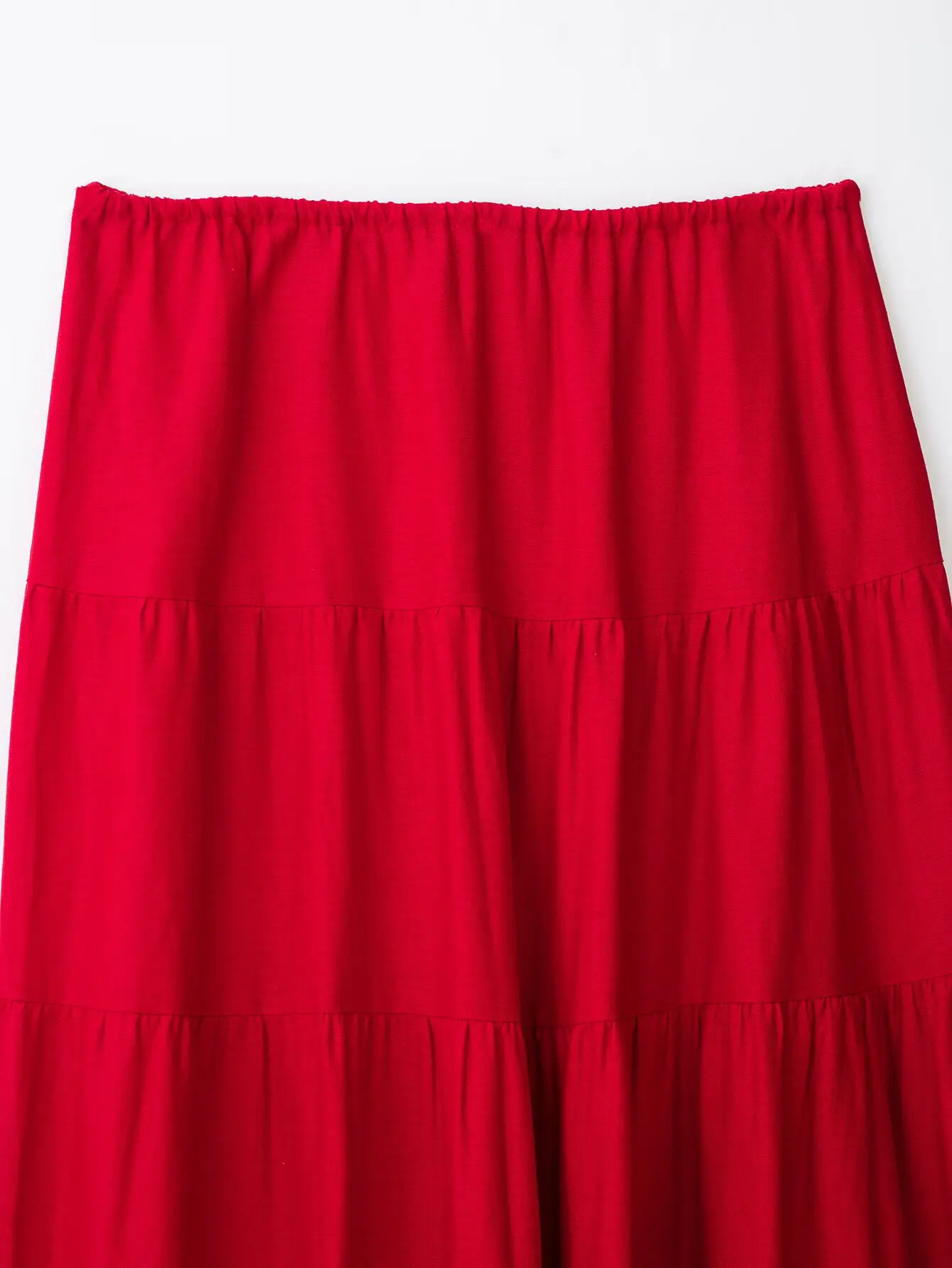 KONDALA Schicke Sommerliche Sexy Rote Damenanzüge mit Neckholder-Plissee-Weste + Langer Midirock mit Kordelzug – Modische Urlaubssets für Damen 2026 – Detail 22