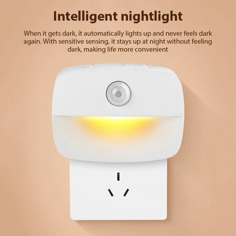 LED Night Light EU Plug In Smart Motion Sensor Light 220V Wall Lamp for Home Aisle WC Hallway Stair Kitchen Bedroom Night Lamp