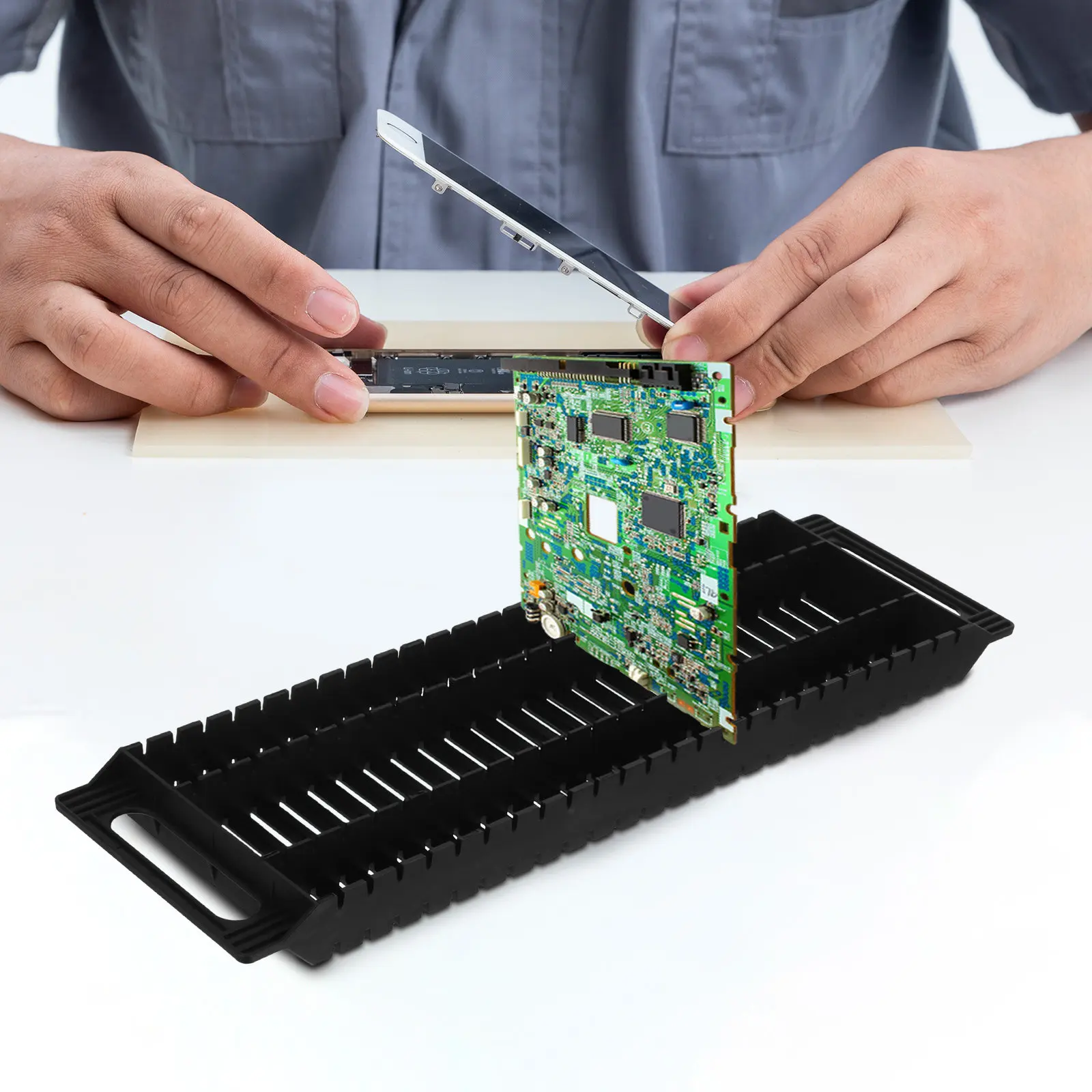 

6Pcs Anti-Static Pcb Board Holders Slotted Stable Brackets Secure Circuit Storage Racks for Electronics Workshop and Handling