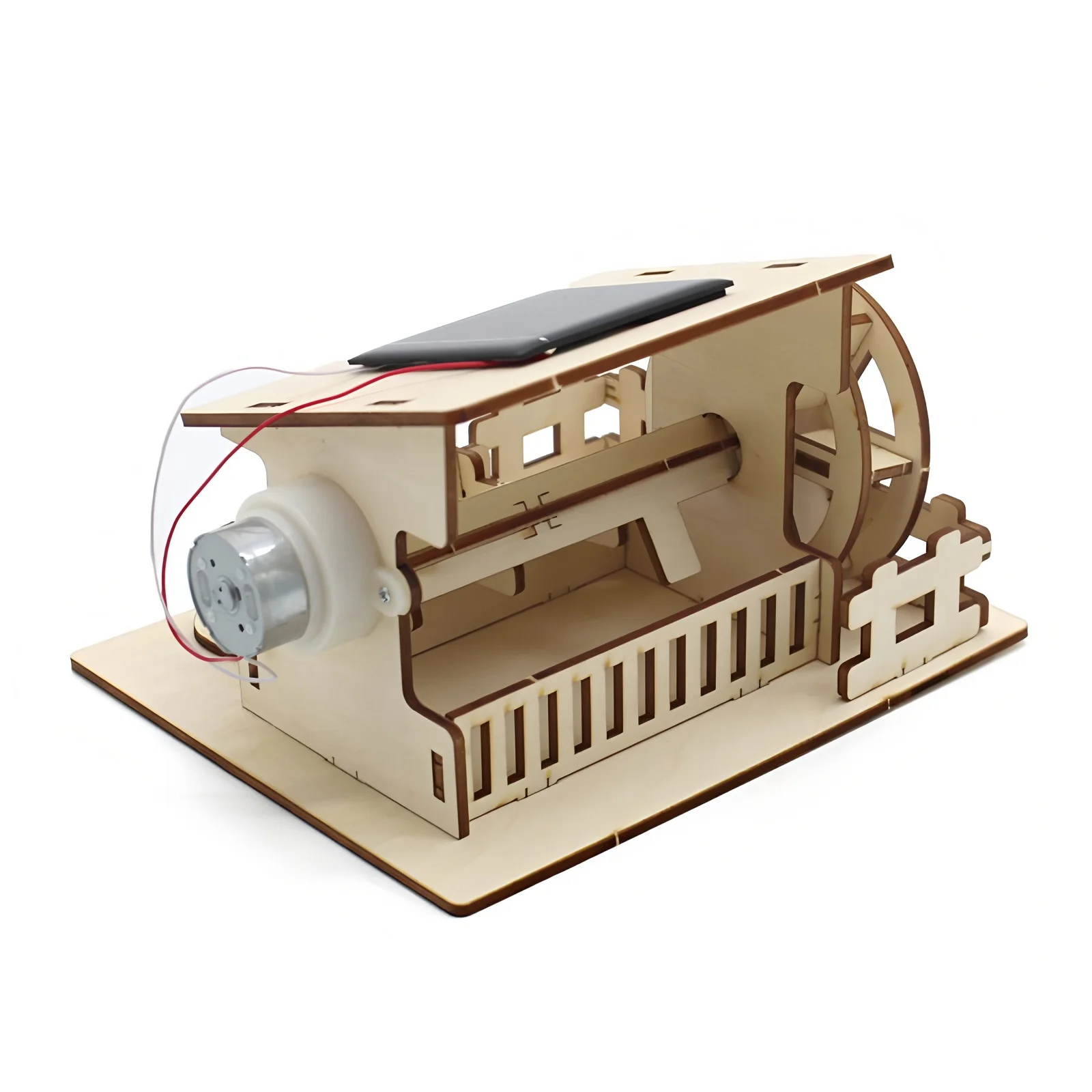 عجلة مائية تعمل بالطاقة الشمسية، نموذج تجميع مصنوع يدويًا للأطفال، أحجية الصور المقطوعة الخشبية ثلاثية الأبعاد، ألعاب تعليمية هدية ذاتية الصنع