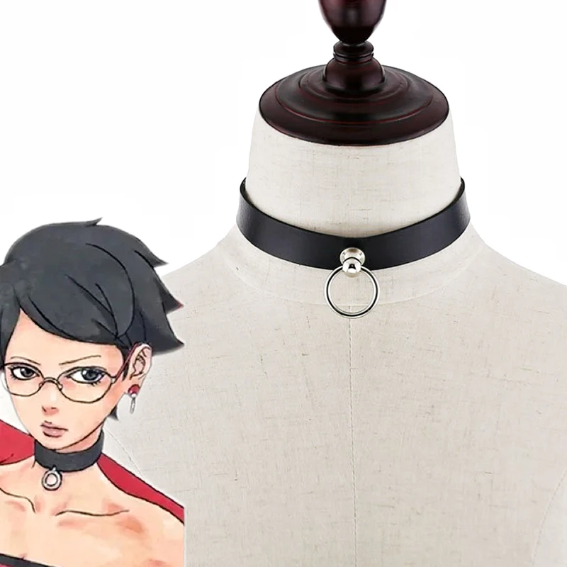 Anime Uchiha Sarada Collana Cosplay Collare O-Ring Pendenti Choker Neri Regolabili Per Accessori Costume Cosplay Unisex Regalo