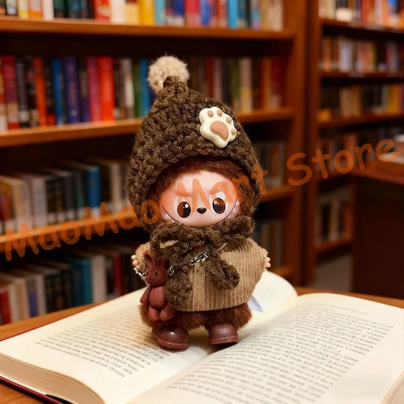 الملابس ل 4.0Labubu لطيف القط مخلب محبوك ملابس دمى مجموعة 10 سنتيمتر استبدال الزي مع محبوك قبعة سترة كومبو الرمز السري