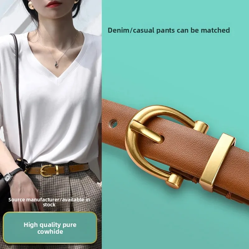 

Fashion Retro Belts Pin Buckle Thin Belt Female Soft Luxury Women's Belt Cargo Pants Jeans Belt Leather Belts for Women Corset