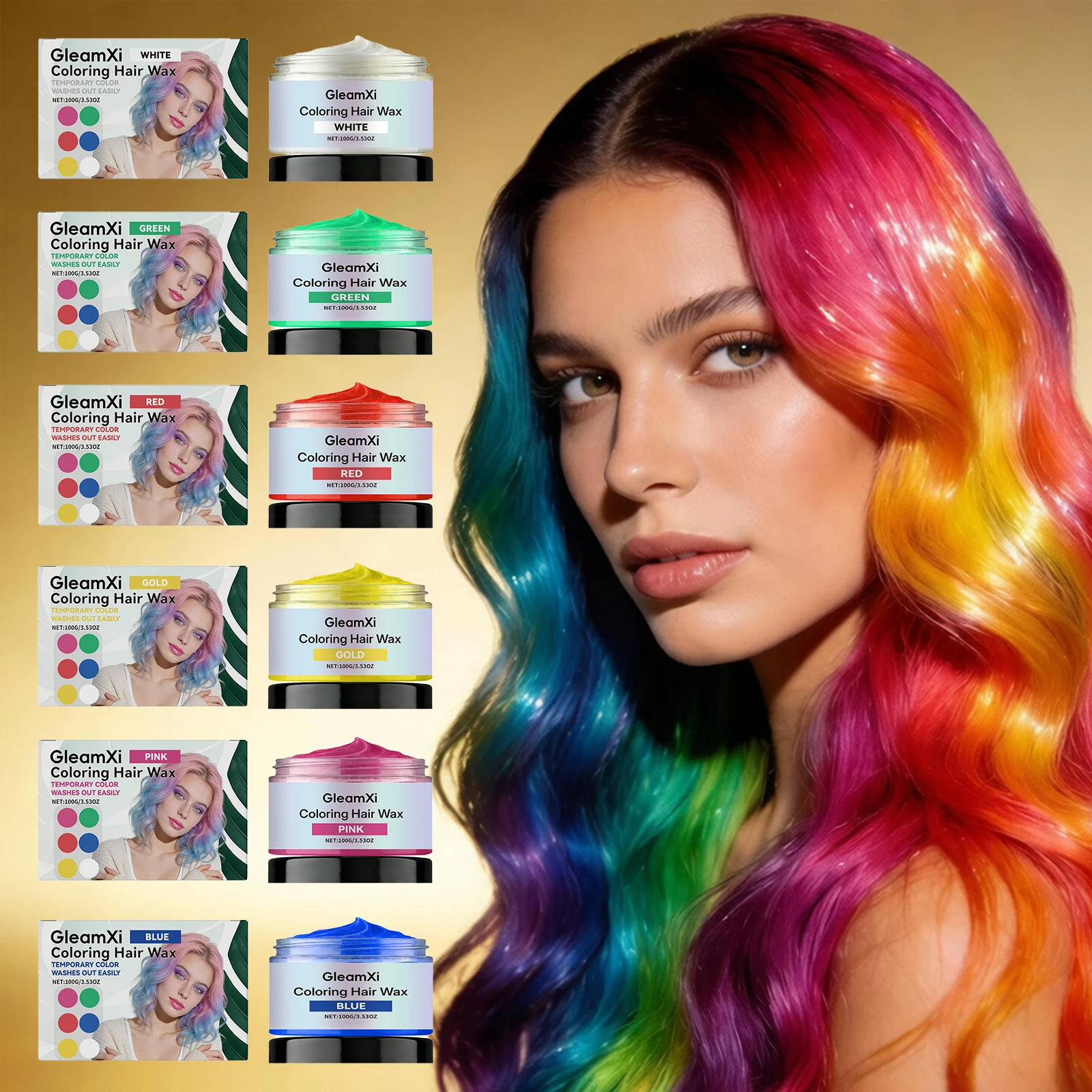 

6 Color Temporary Hair Color Styling Paste Valentine's Day Fashion Style Diy Lasting Coloring Disposable Colorful Hair Dying Wax