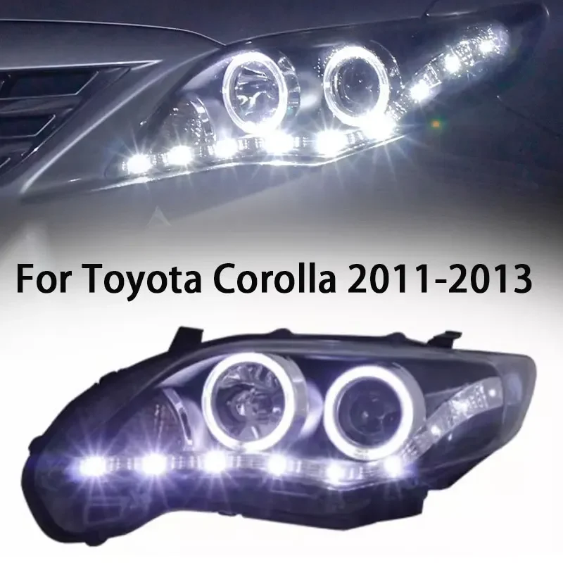 

Фара для Toyota Corolla, светодиодная фара 2011-2013, фары Corolla DRL, указатель поворота, дальний свет, линза проектора «ангельский глаз»