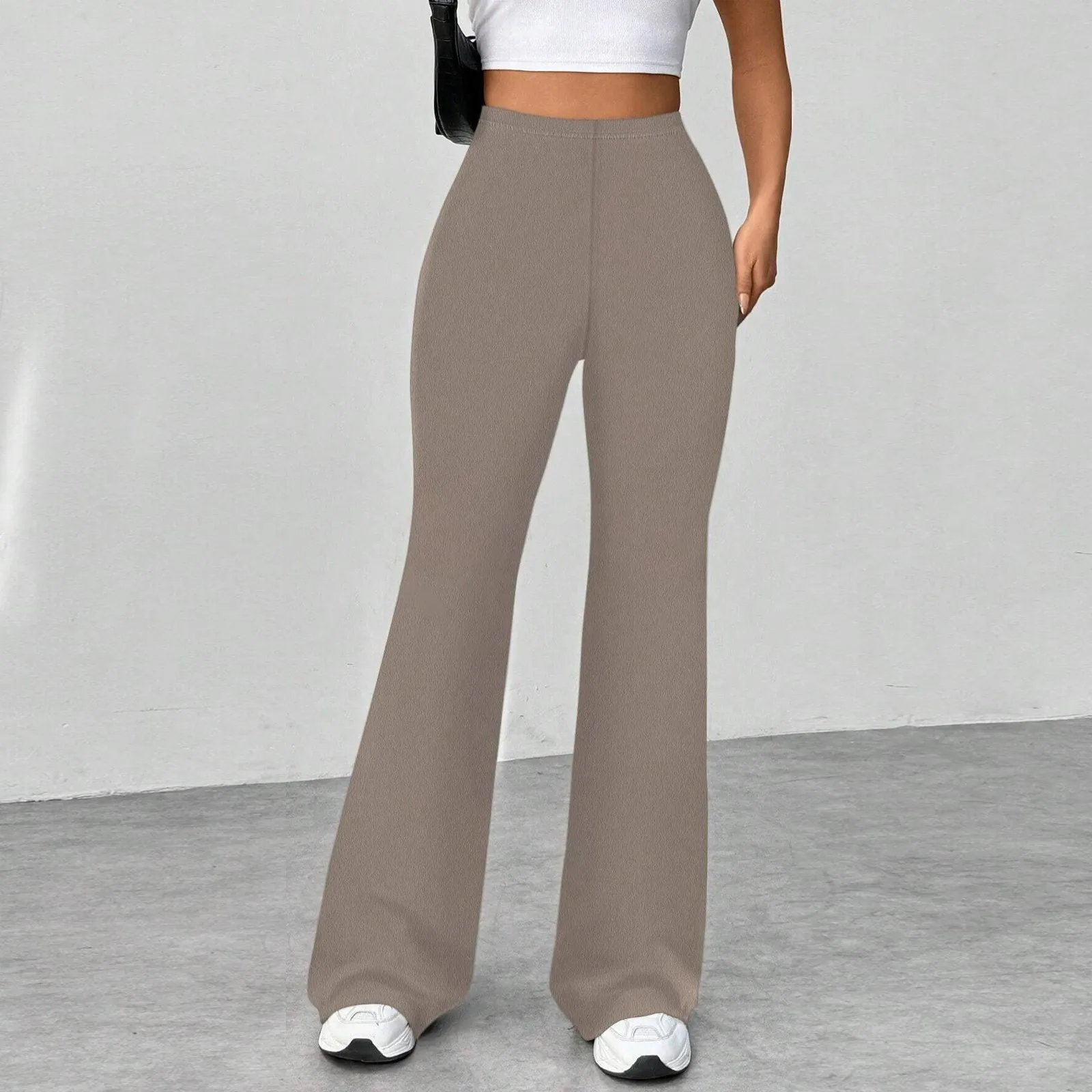 

Women's Sports Yoga Pants Slim Fit Hip-lifting Flared Trouser Solid Color Elastic High Waist Casual Sweatpants Fitness Pants