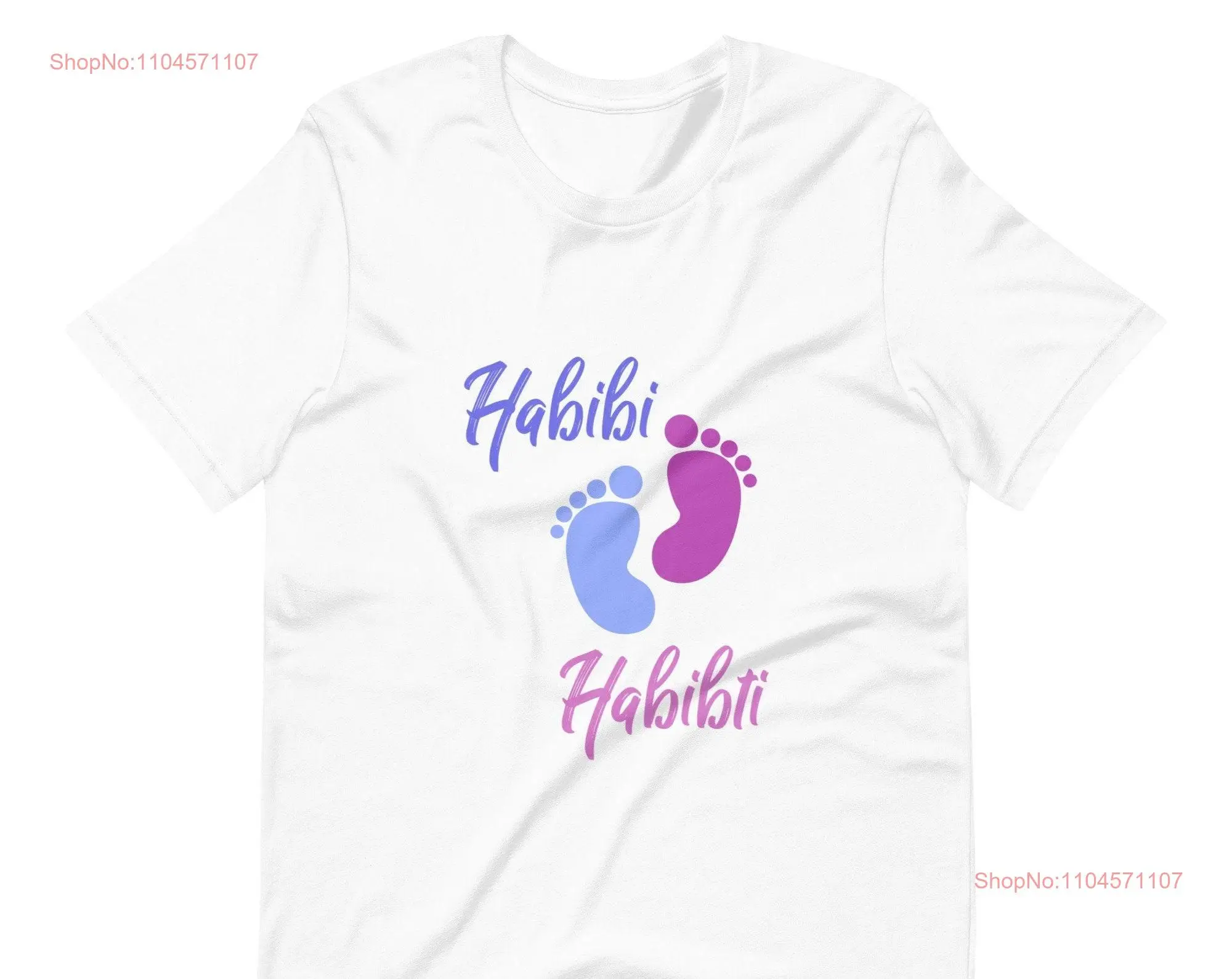 

Gender Reveal T Shirt Habibi Habibti Boy or Girl Arab Baby Pregnancy AnnouncemenT Mom and Dad long or short sleeves