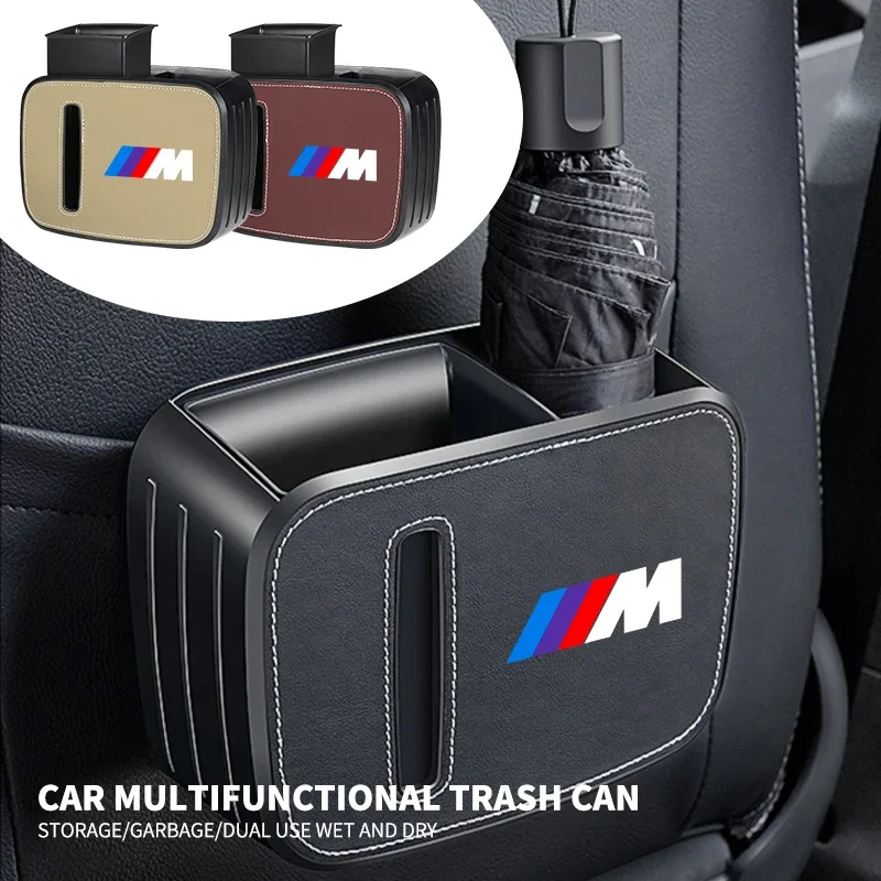 1pcs Car Seat Back Trash Bin Storage Box Drink Holder Organizer For BMW M E36 E46 E90 E60 F10 F30 E39 F20 E87 E92 G30 X5 E70 E91