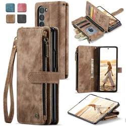 Case For Samsung Galaxy Z Fold 6 5 4G 5G Holder Wallet Women Men RFID Blocking Kickstand Zipper Shockproof Phone Cover Funda