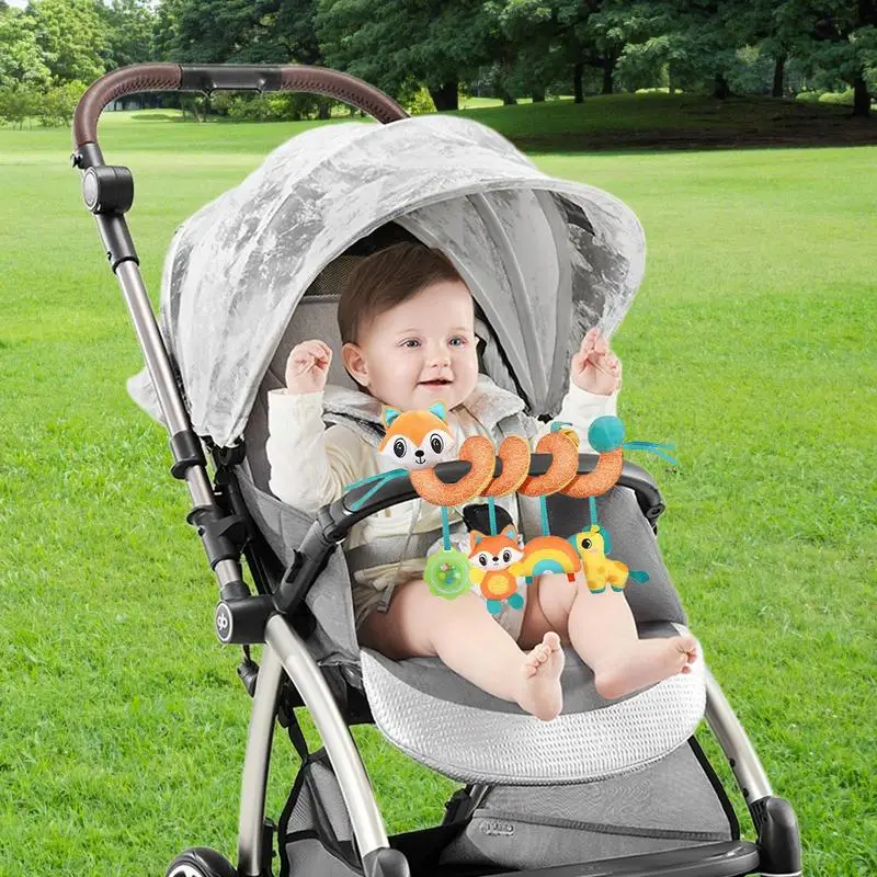 Baby Car Seat Toys Car Seat Baby Toys Colorful Sensory Rattle Plush Stroller Ornament For 0-3 Years Old Driving Cognitive Skills