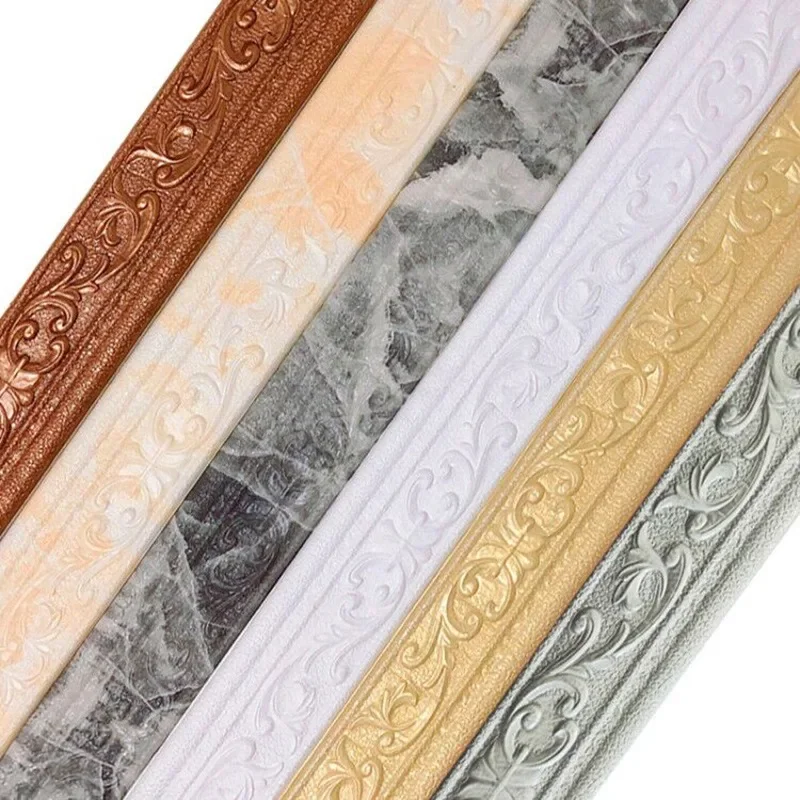 10m/Roll 3D Wall Trim Line Skirting Border Self Adhesive Waterproof Baseboard Wallpaper Wall Sticker For Room Home Decoration